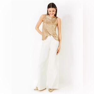 Lilly Pulitzer Jaret Knit Top, Gold Metallic Treasure.